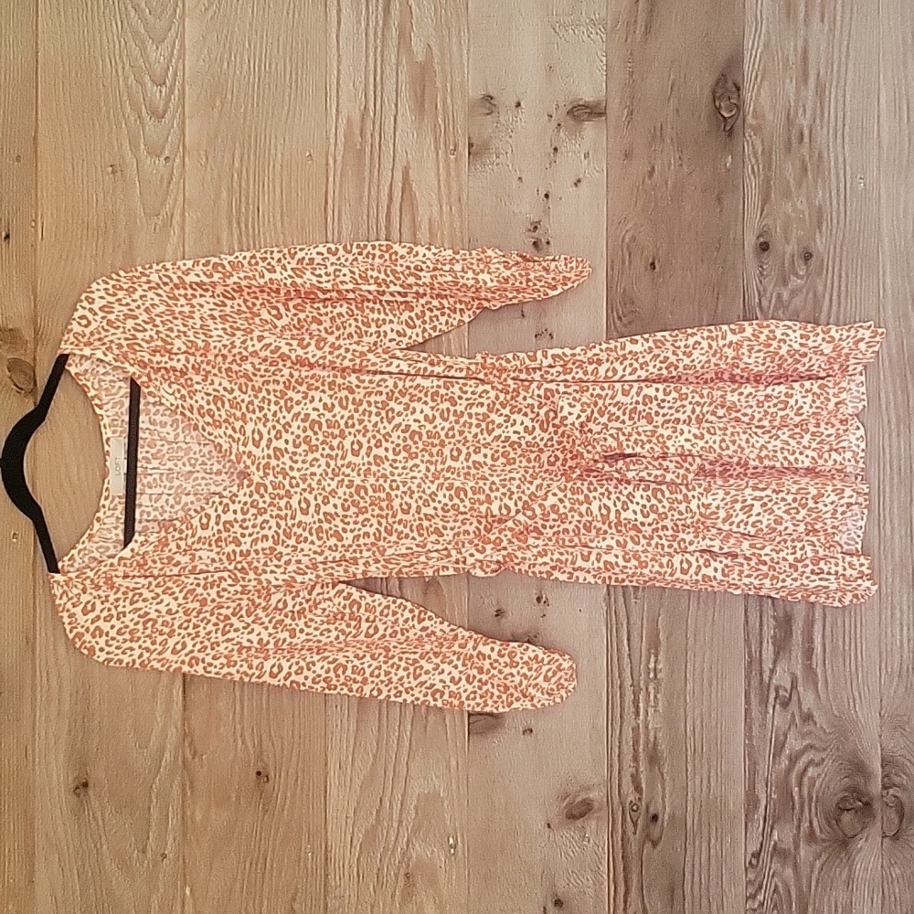 Loft XSmall Rust and Cream Leopard Print Dress